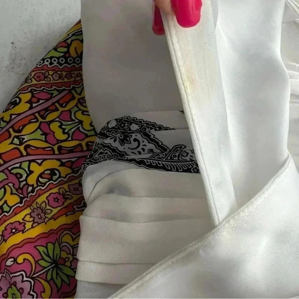 Cach Wrap Top Double Spaghetti Strap Halter Pleat… - image 2